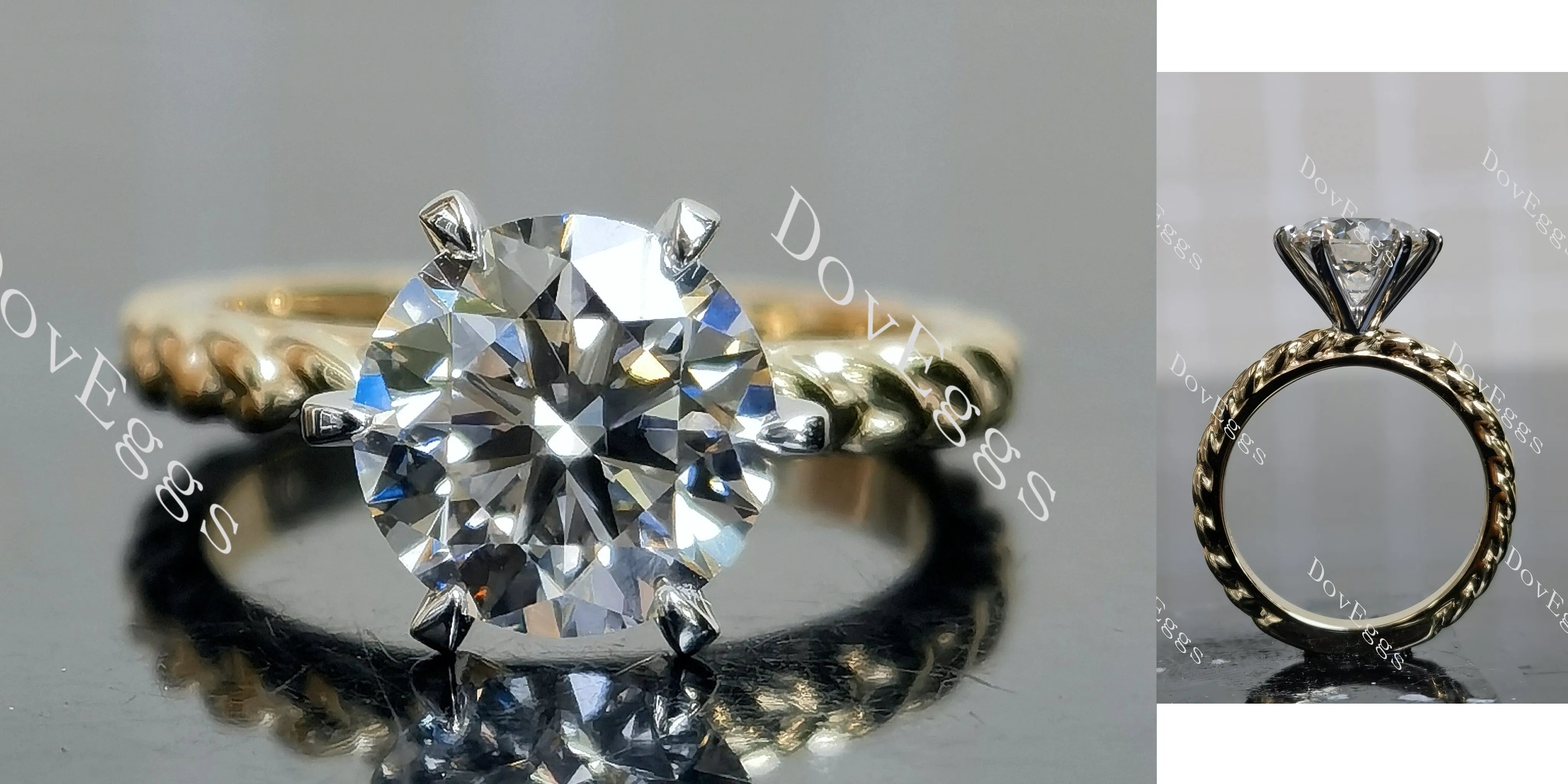 Doveggs Round Solitaire Braided Lab Grown Diamond Engagement Ring