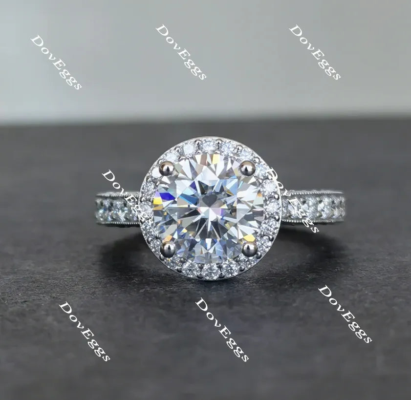 Doveggs round full eternity channel set halo moissanite engagement ring