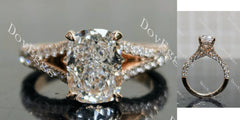Emily's Hope-Cushion pave split shanks half eternity moissanite engagement ring|DovEggs