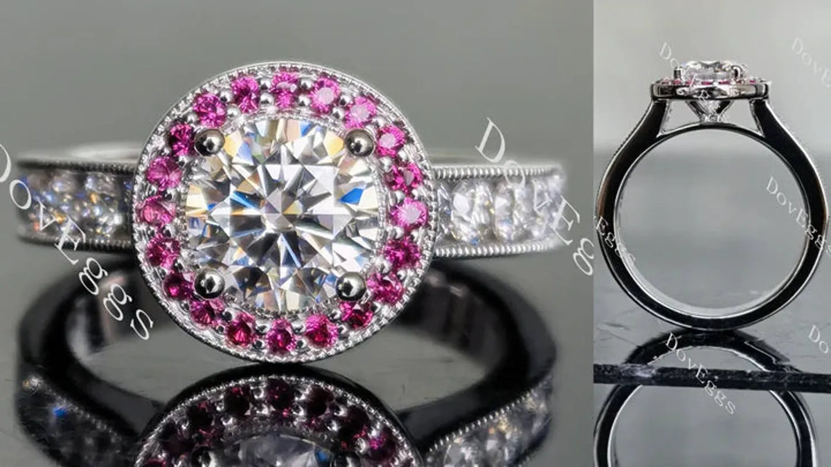 DovEggs channel set halo engagement ring semi-mount only(Exclusively to DovEggs Stones)