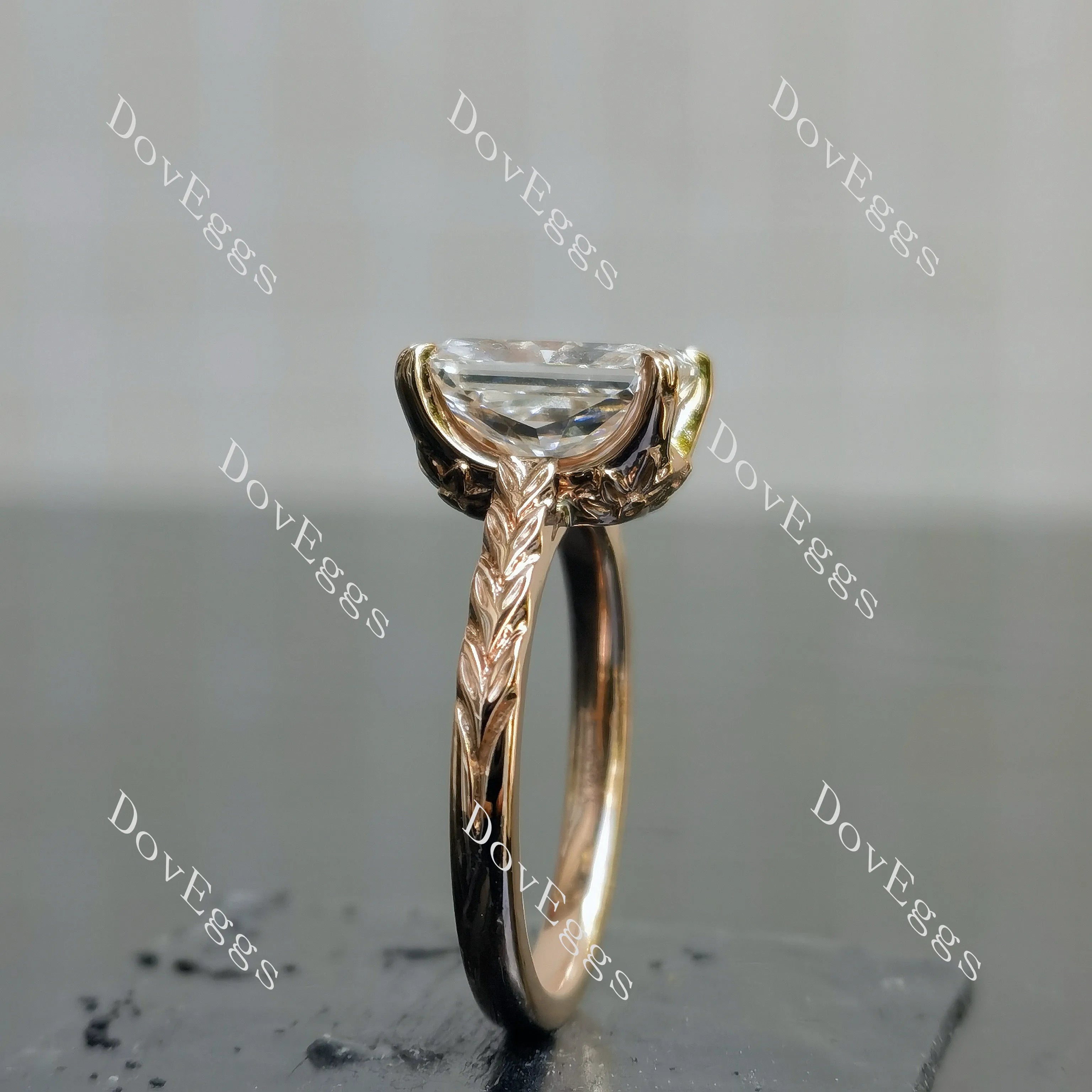 Brayleigh-Radiant solitaire moissanite engagement ring| DovEggs