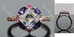 Summer Sunsets Asscher Halo Carved Vintage Lab Grown Diamond Engagement Ring