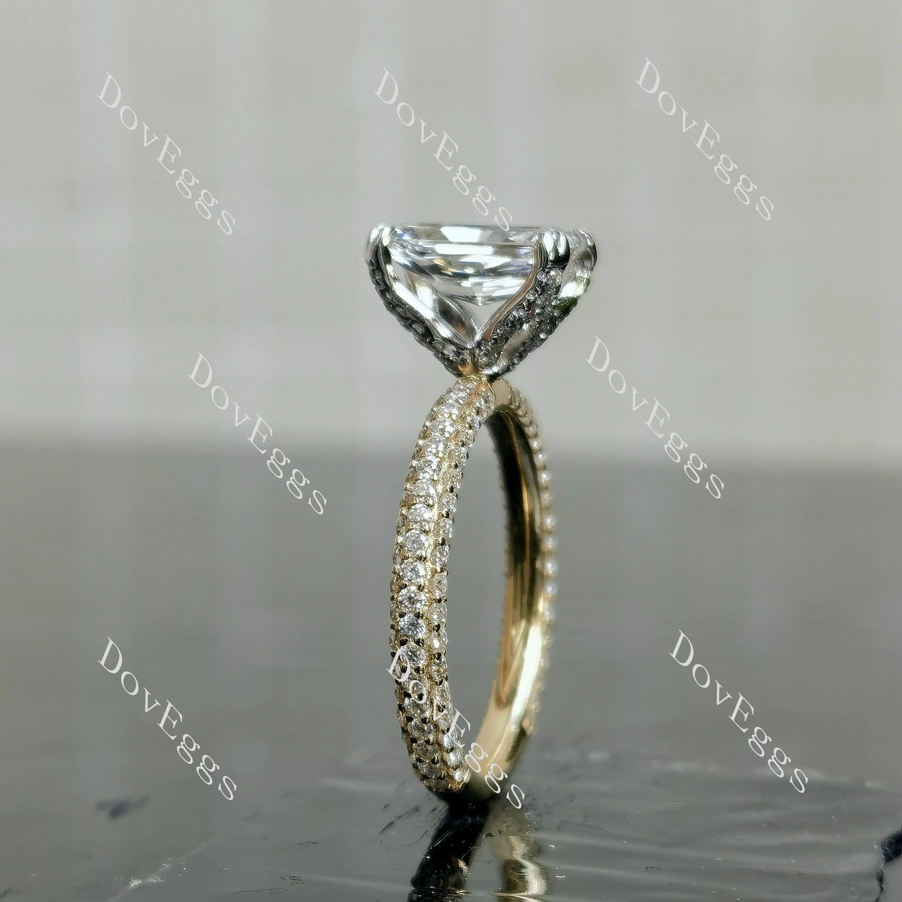 My Promise-Radiant Pave 3/4 eternity moissanite engagement ring| DovEggs