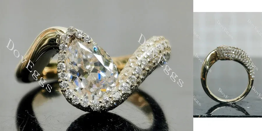 Doveggs pave bezel engagement ring semi-mount only(Exclusively to DovEggs Stones)