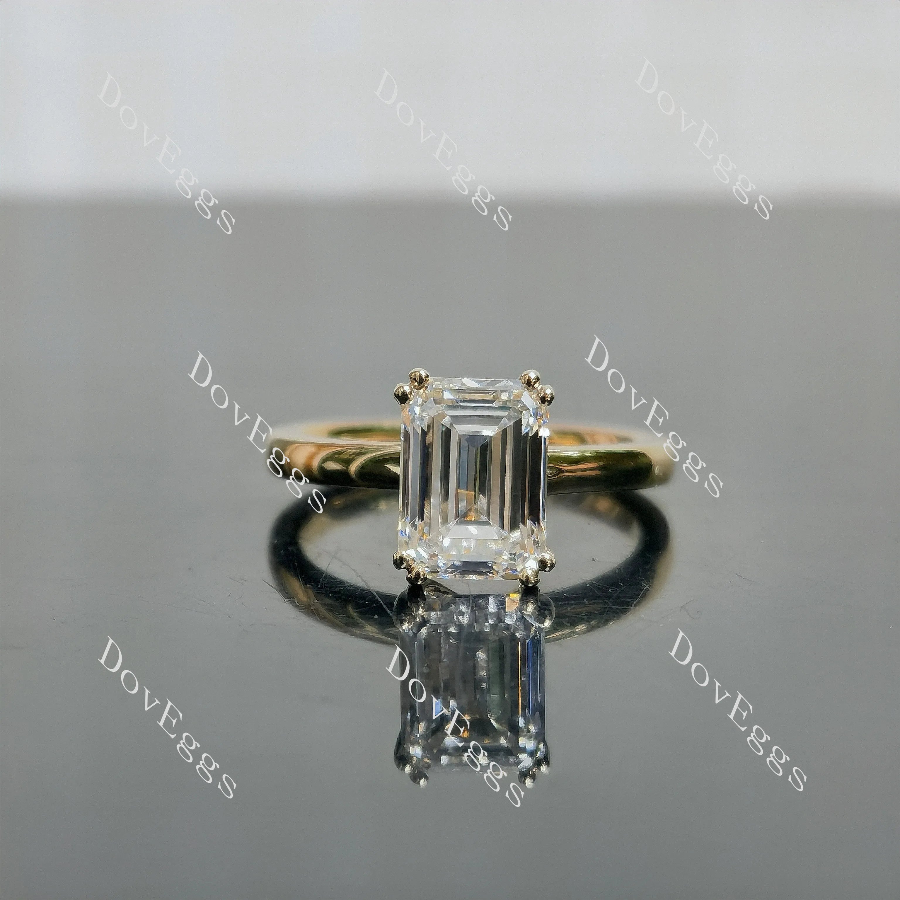 Doveggs Emerald Pave Solitaire Lab Grown Diamond Engagement Ring