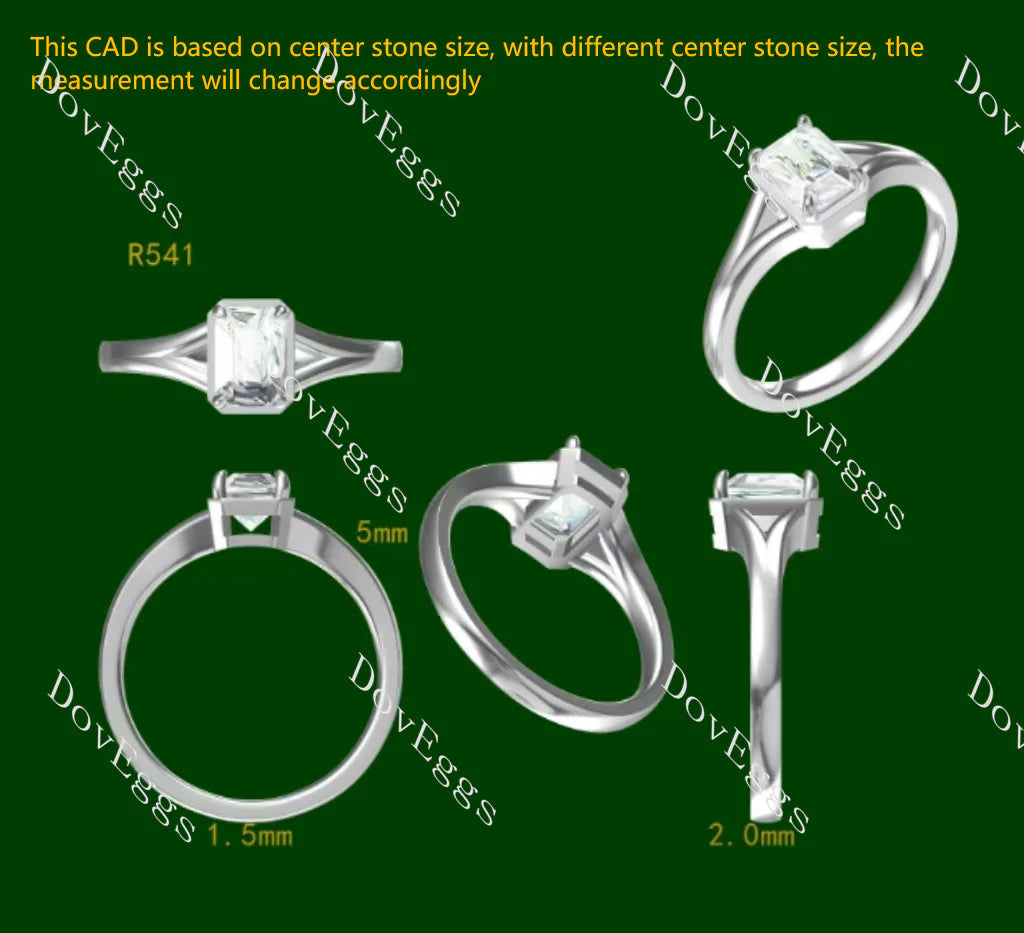 Solitaire split shanks engagement ring only semi-mount only(Exclusively to DovEggs Stones)