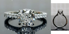Doveggs Octagon Pave Half Eternity Lab Grown Diamond Engagement Ring