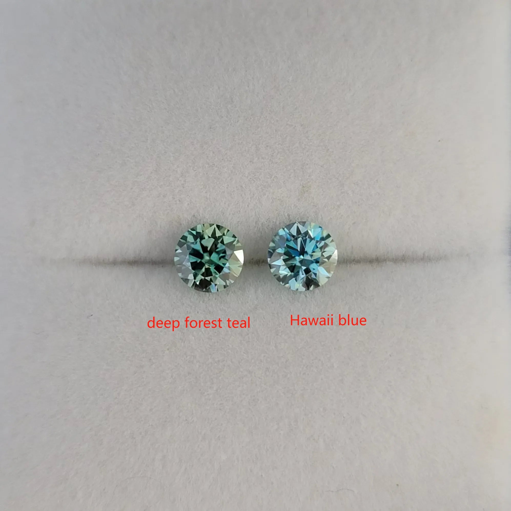 Doveggs round 0.5ct accident color deep forest teal moissanite loose stone
