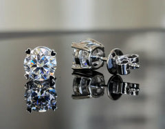 DovEggs solitaire round moissanite stud earring only semi-mount (Exclusively to DovEggs Stones)
