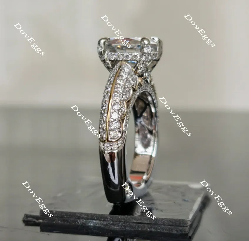 Never Let Go half eternity pave cushion moissanite engagement ring