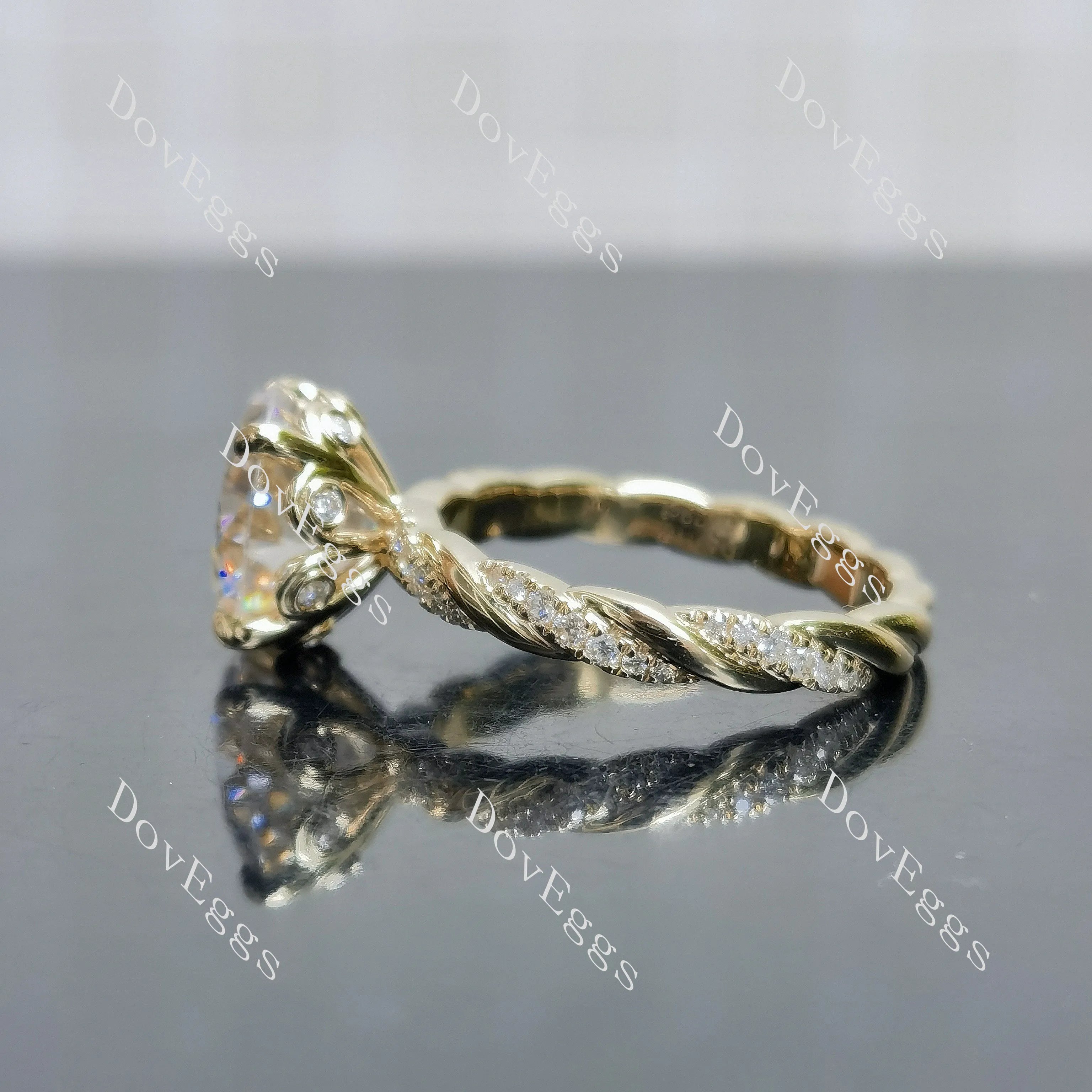Doveggs floral pave vintage twisted engagement ring semi-mount only(Exclusively to DovEggs Stones)