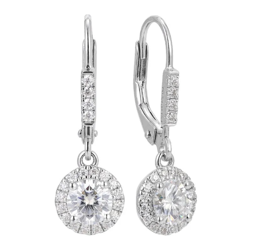 Doveggs halo round drop moissanite earring