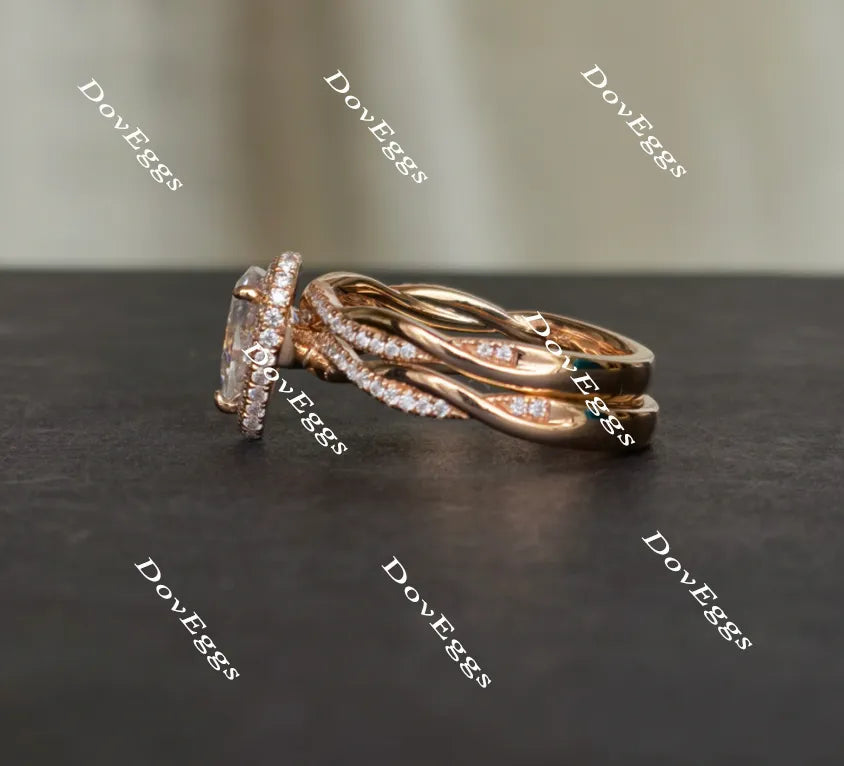 doveggs pear halo moissanite emgagement ring only