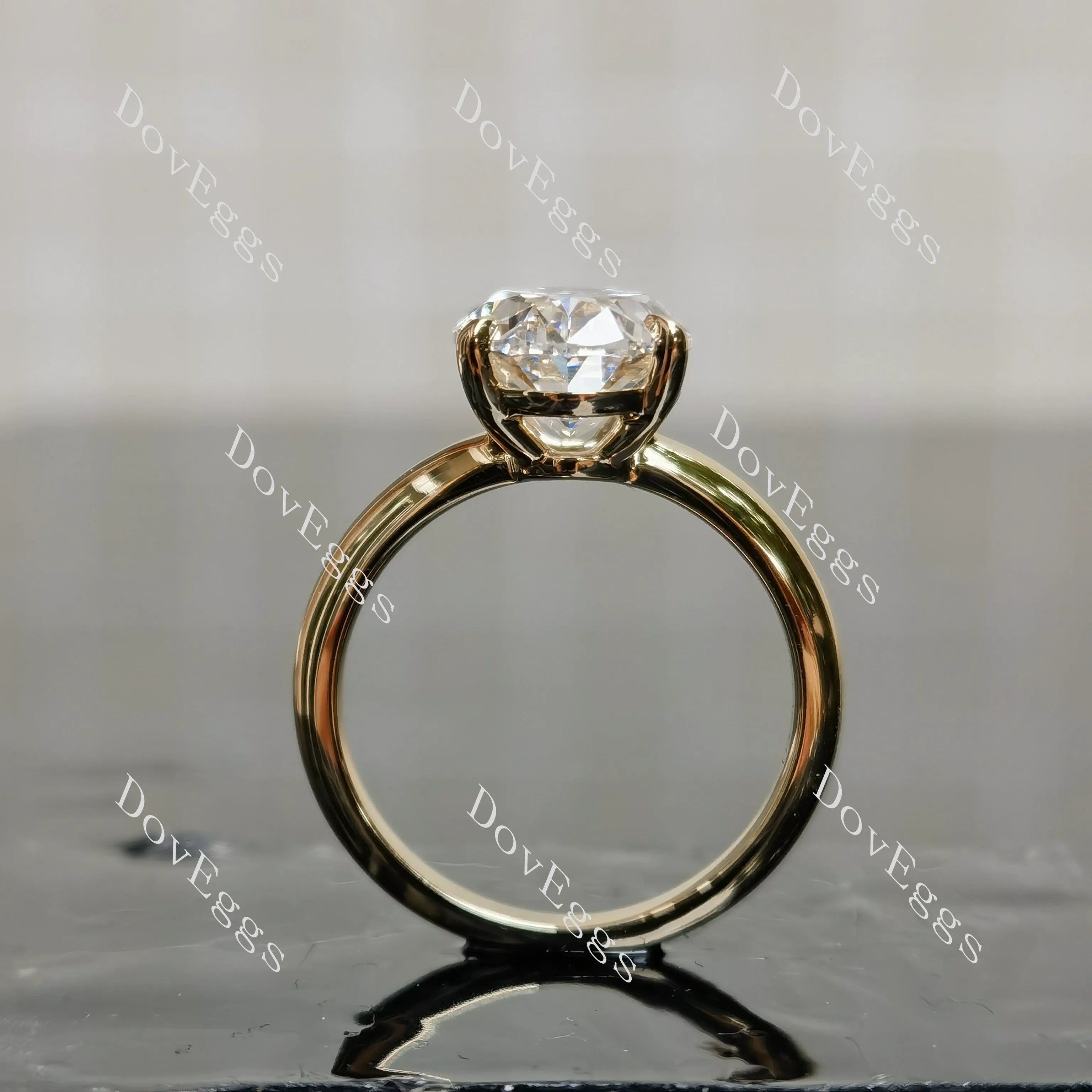Doveggs Oval Pave Solitaire Lab Grown Diamond Engagement Ring
