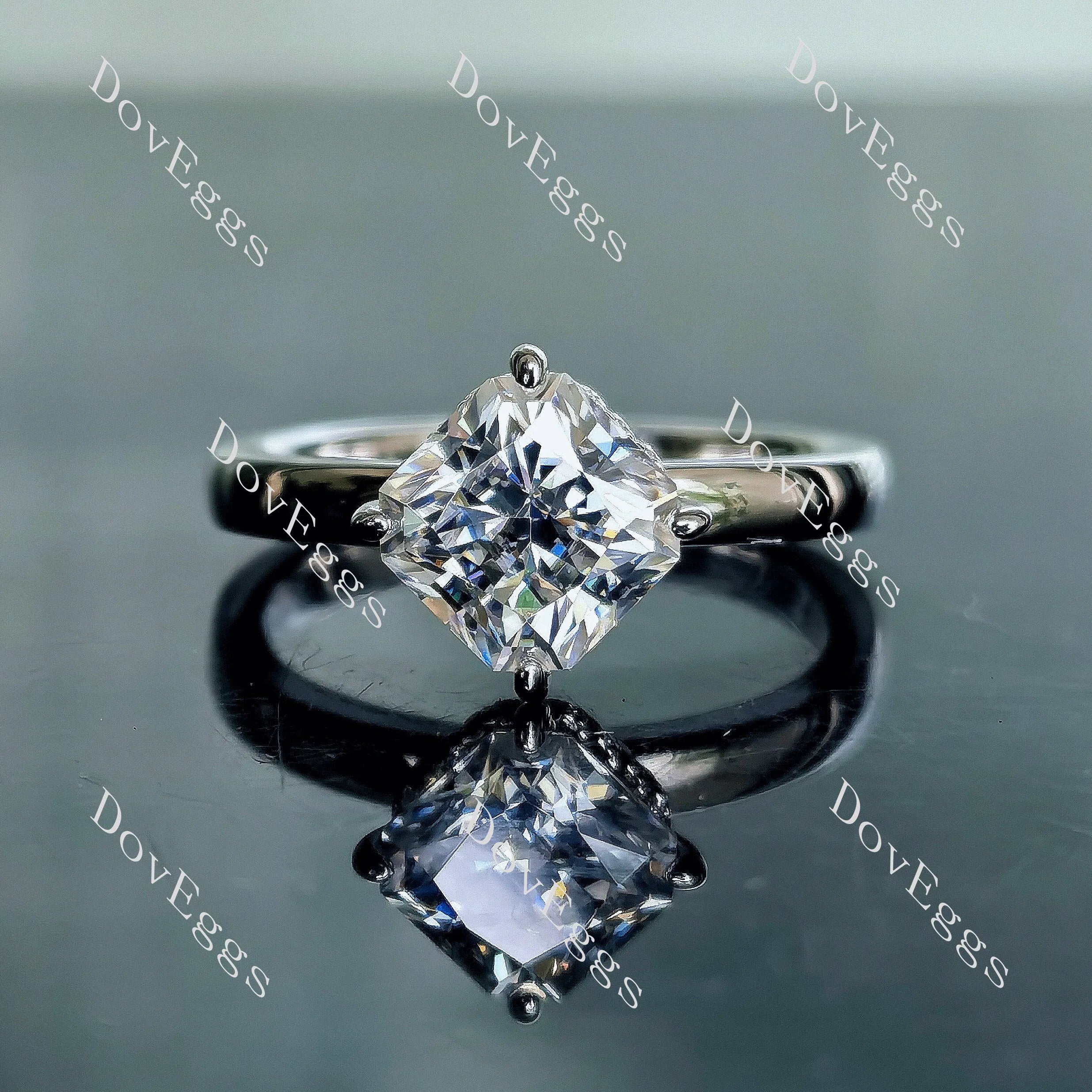Jan's On Point hidden halo square radiant moissanite engagement ring