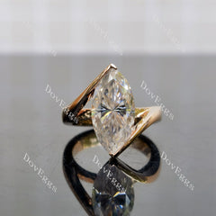 Anne Rose Marquise Modified H&A cut pave moissanite engagement ring