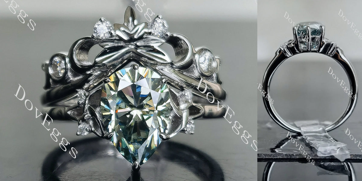 Doveggs pear art deco colored moissanite engagement ring (engagement ring only)