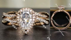 doveggs pear halo moissanite emgagement ring only