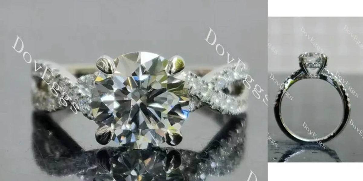 Doveggs pave cross band engagement ring semi-mount only(Exclusively to DovEggs Stones)
