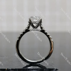 Doveggs Octagon Pave Half Eternity Lab Grown Diamond Engagement Ring