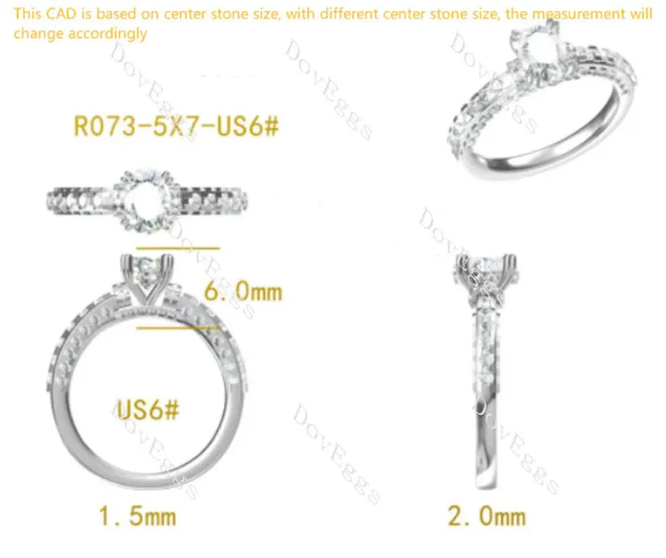 Oval pave eternity moissanite engagement ring| DovEggs