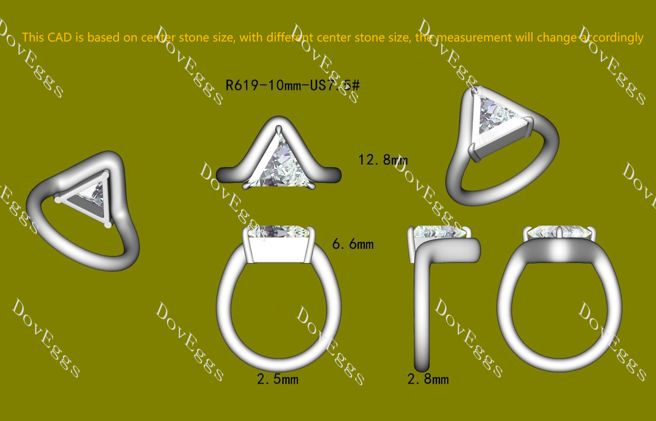 Triangle solitaire eleglant moissanite engagement ring | DovEggs