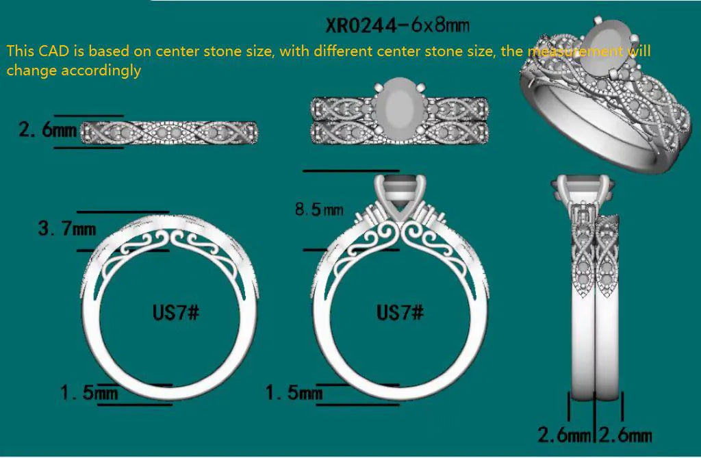 Oval art deco moissanite bridal set(2 rings)| DovEggs