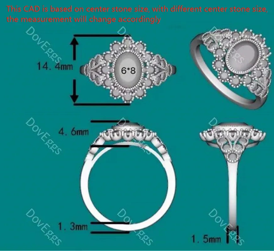 Group Order flower shape halo split shank moissanite/colored gem engagement ring