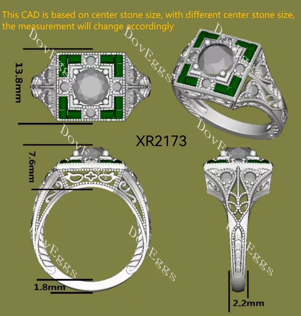 Round pave art deco vintage moissanite engagement ring| DovEggs