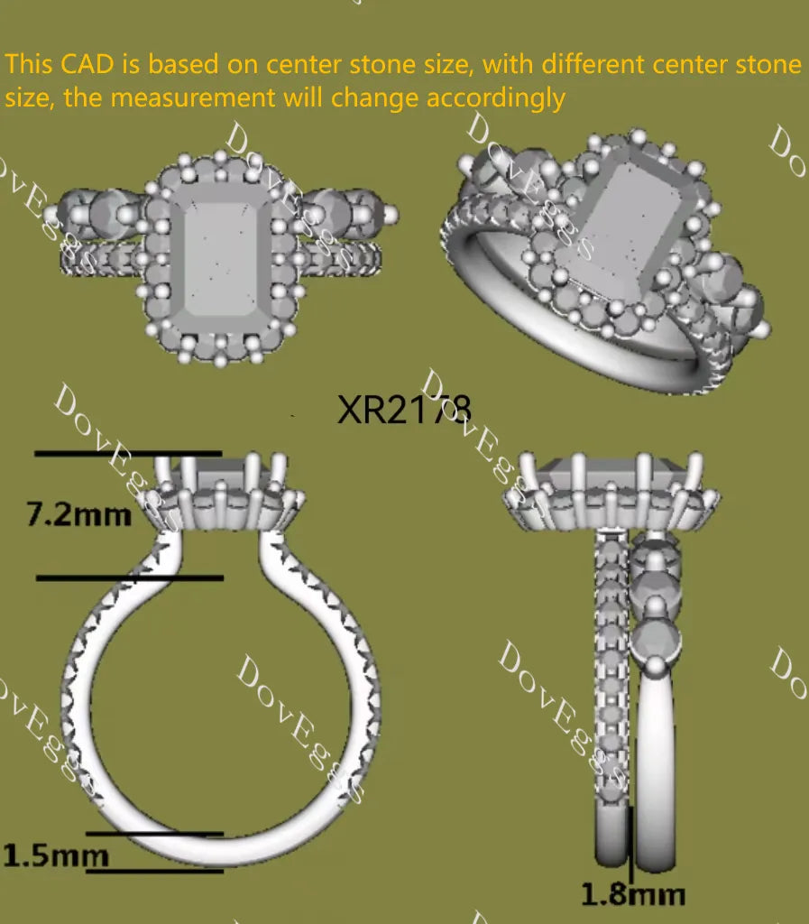 Radiant halo pave moissnaite engagement ring| DovEggs