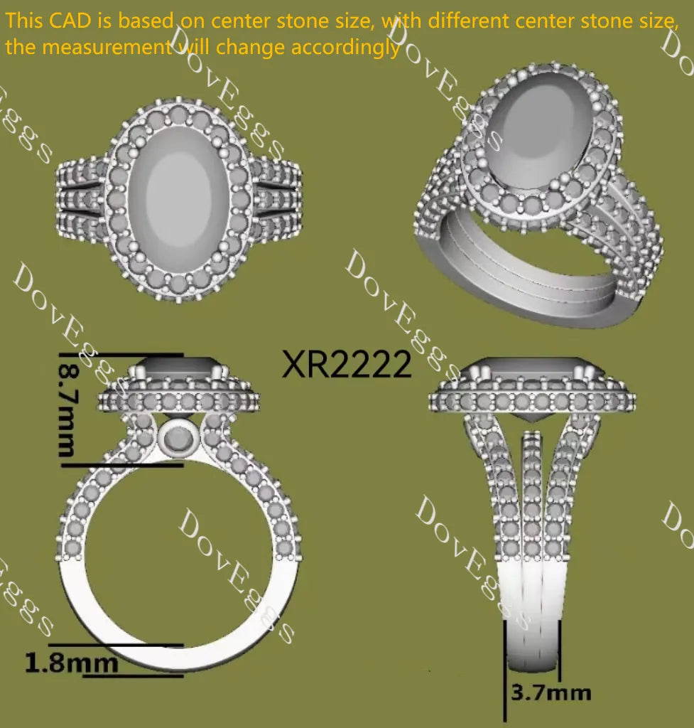 Oval halo pave vintage moissnaite engagement ring| DovEggs