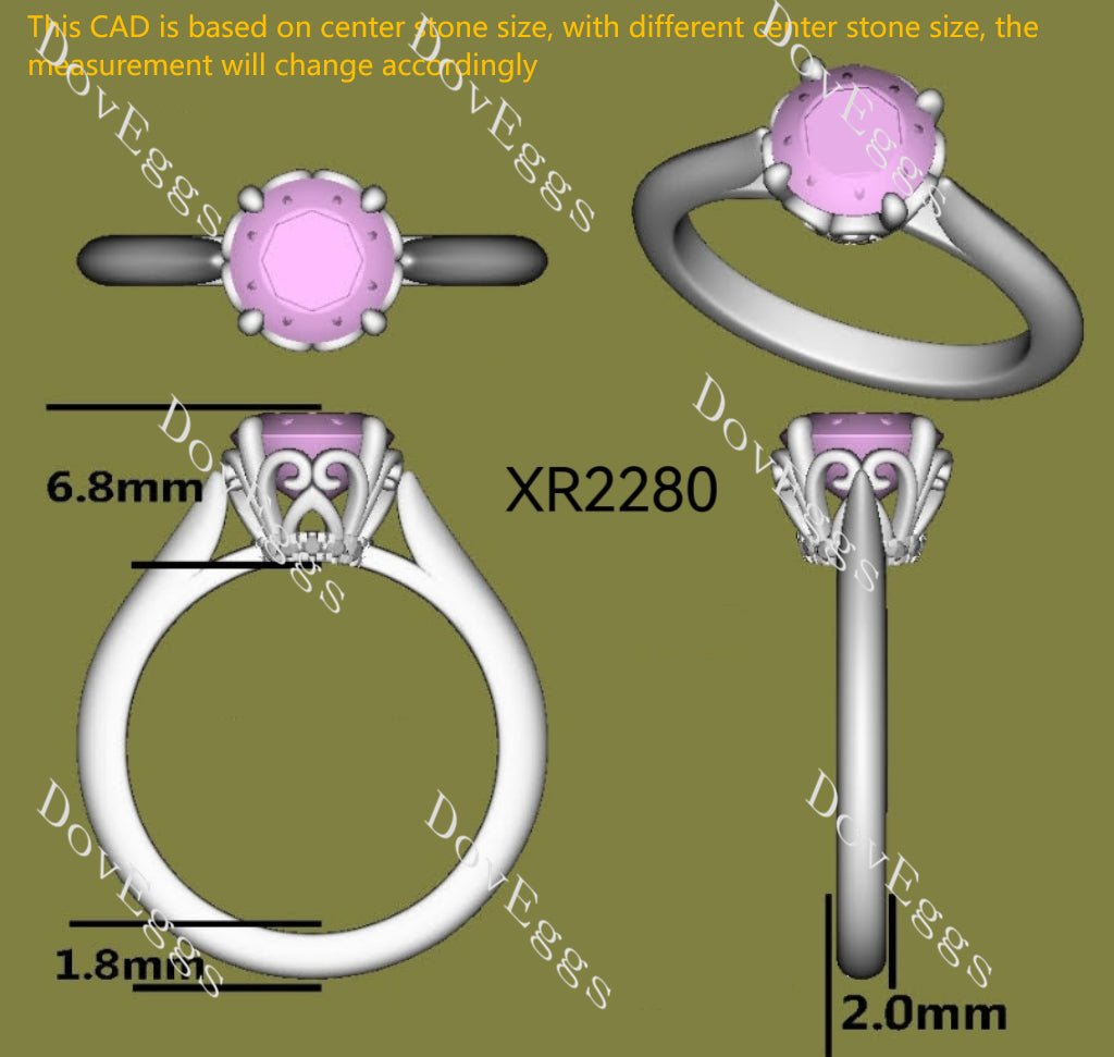 Round basket hand carved moissanite engagement ring | Doveggs