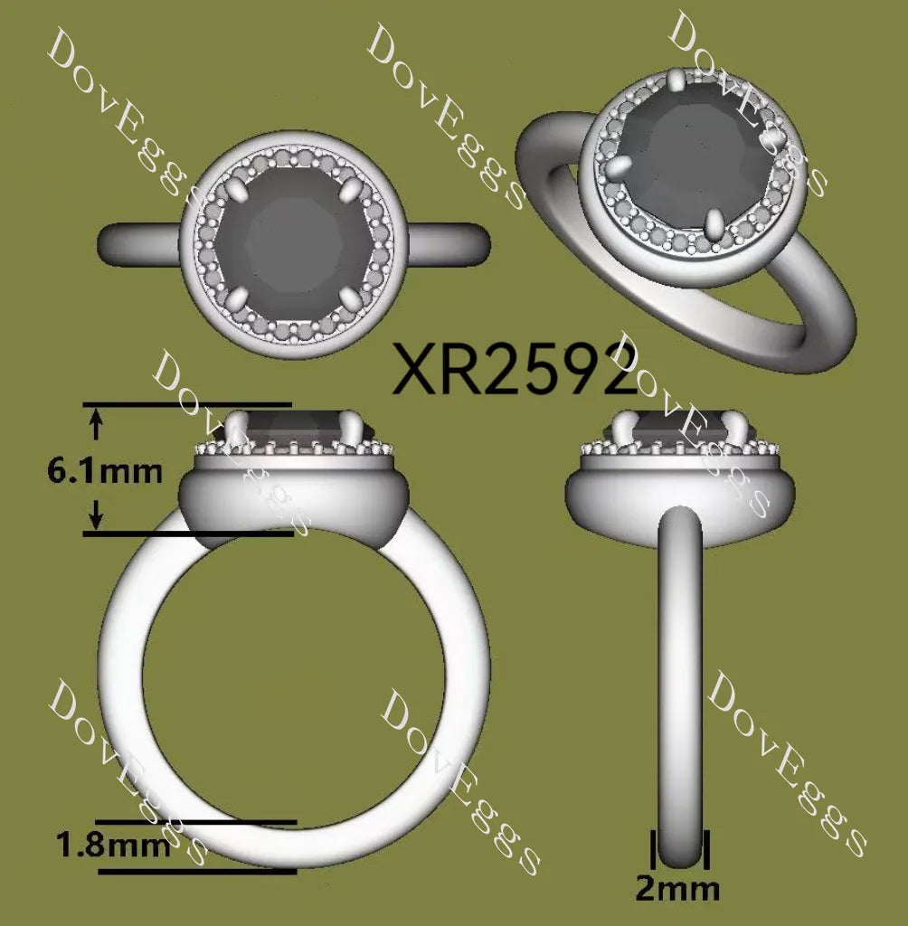 Octagon candy button halo stardust grey moissanite engagement ring| DovEggs