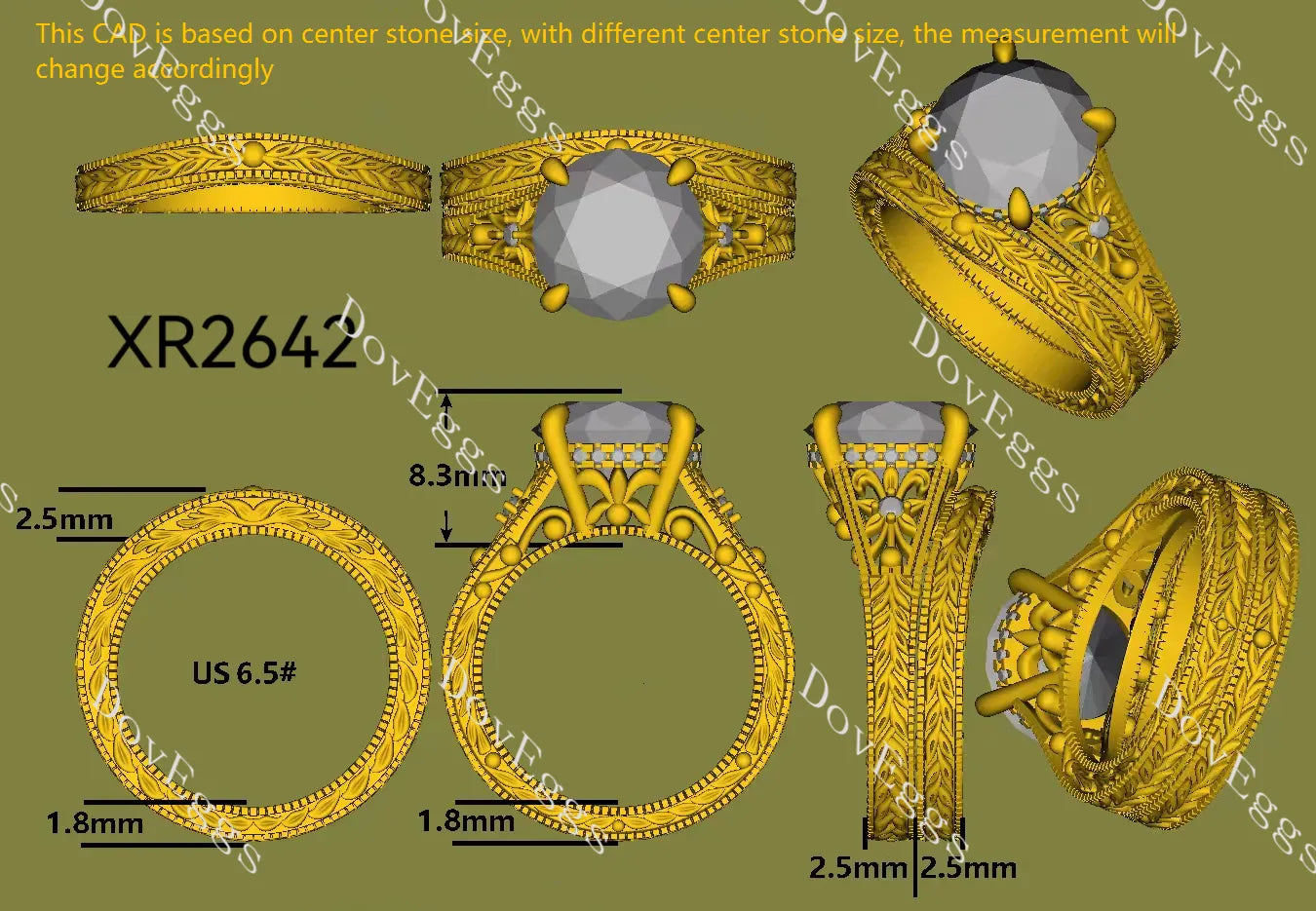 Beth's golden vintage-Carved plain wedding band-2.5mm band width| DovEggs