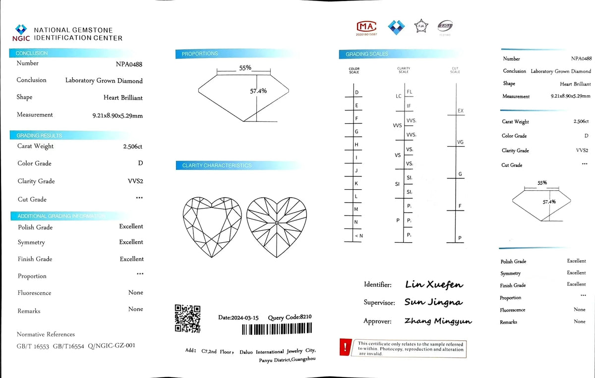 2.506ct Heart Cut Lab Diamond - D Color VVS2 | Doveggs Certified