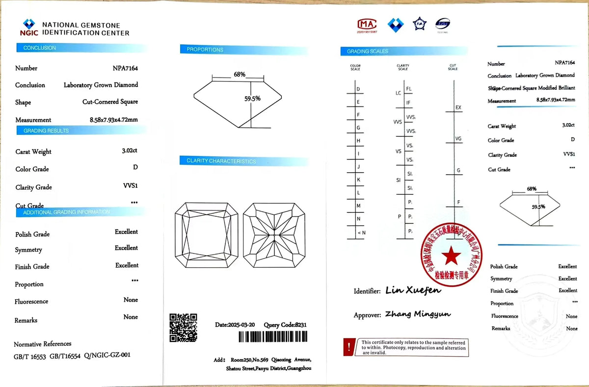 3.02ct Radiant Cut Lab Diamond - D Color VVS1 Clarity | Doveggs Certified