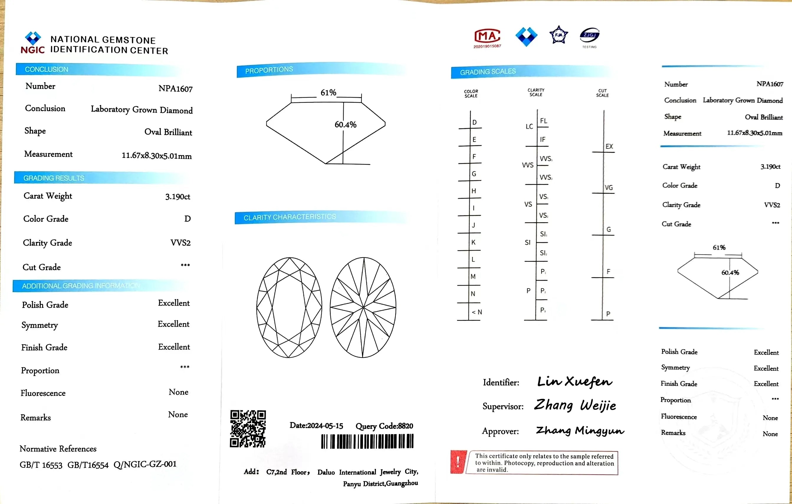 3.190ct Oval Cut Lab Diamond - D Color VVS2 | Doveggs Certified