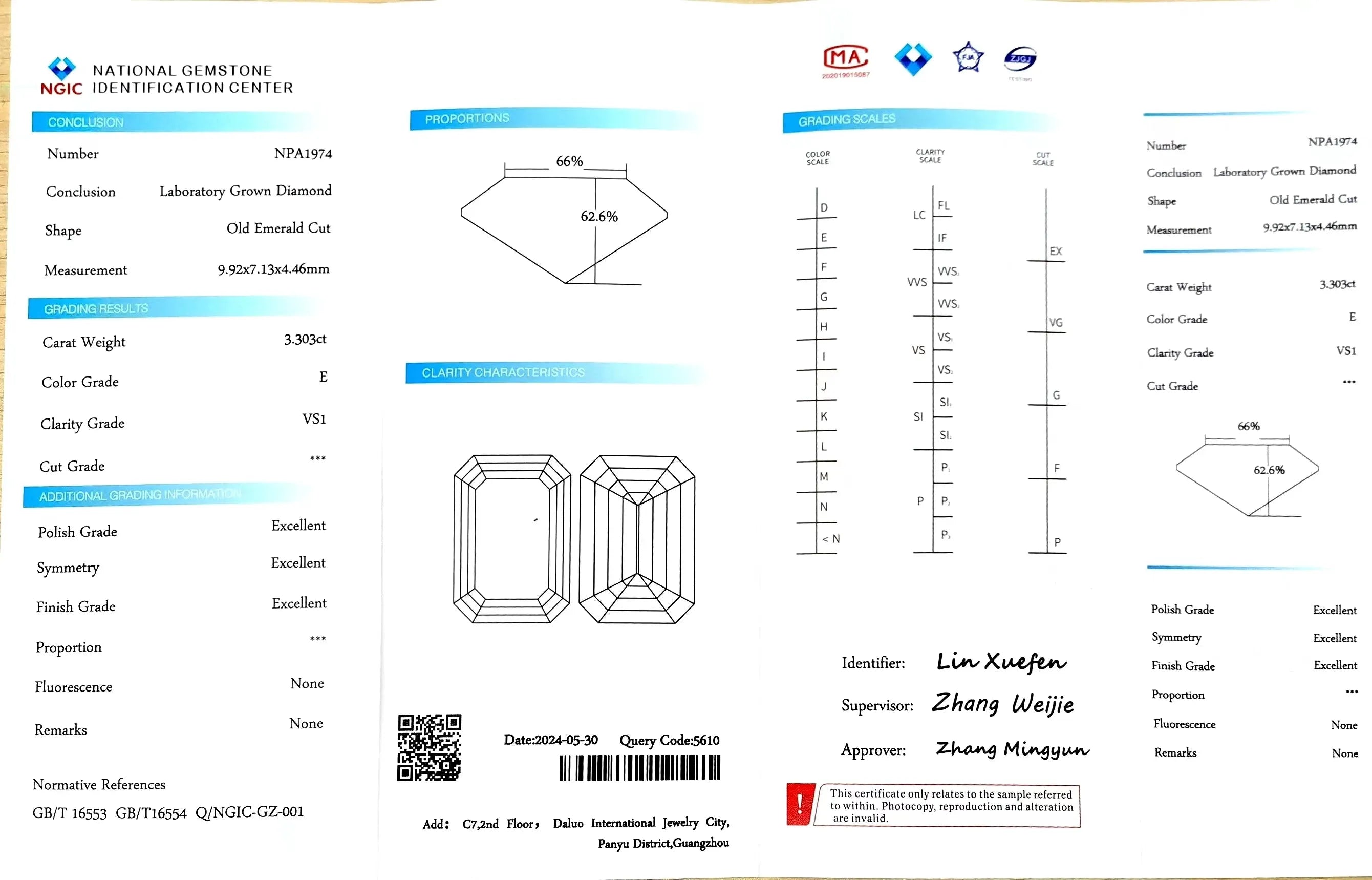 3.303ct Emerald Cut Lab Diamond - E Color VS1 | Doveggs Certified