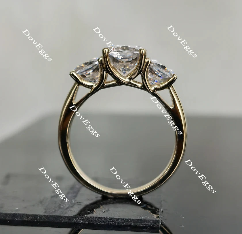 Doveggs three-stone engagement ring only semi-mount only(Exclusively to DovEggs Stones)