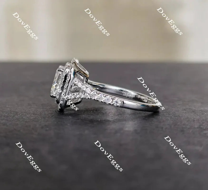 Pave double halo engagement ring only semi-mount only(Exclusively to DovEggs Stones)
