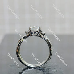 (size 7) Doveggs sterling silver 2ct GHI color Emerald engagement ring set（2rings）
