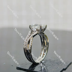 (size 7) Doveggs sterling silver 2ct GHI color Emerald engagement ring set（2rings）