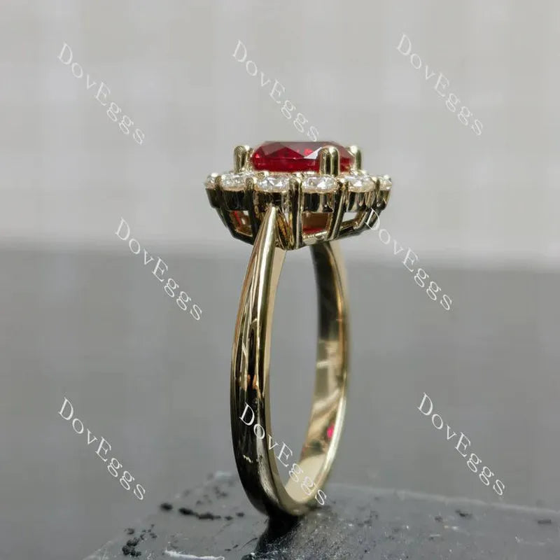 Doveggs round halo moissanite engagement ring