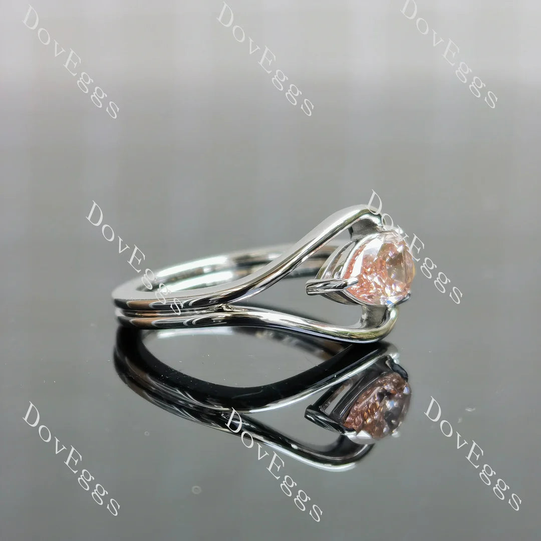 Solitaire modern pear-shaped ethical lab diamond engagement ring only semi-mount only(Exclusively to DovEggs Stones)