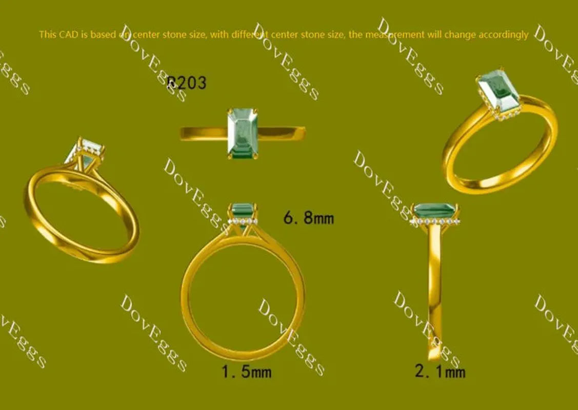 Bezel carved hidden halo engagement ring semi-mount only(Exclusively to DovEggs Stones)