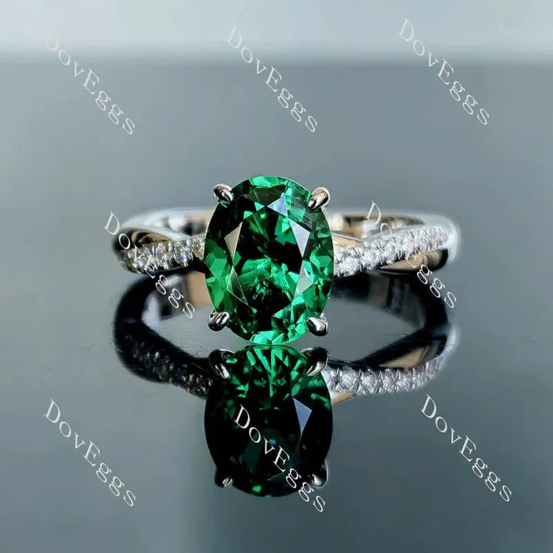 Oval pave colored gem engagement ring| DovEggs