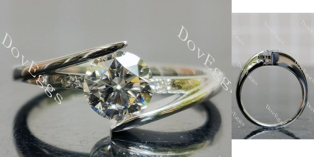 Doveggs round pave side stones moissanite engagement ring