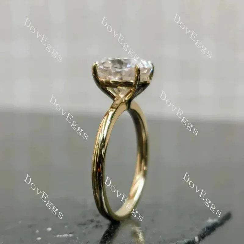 Oval solitaire moissanite engagement ring| DovEggs