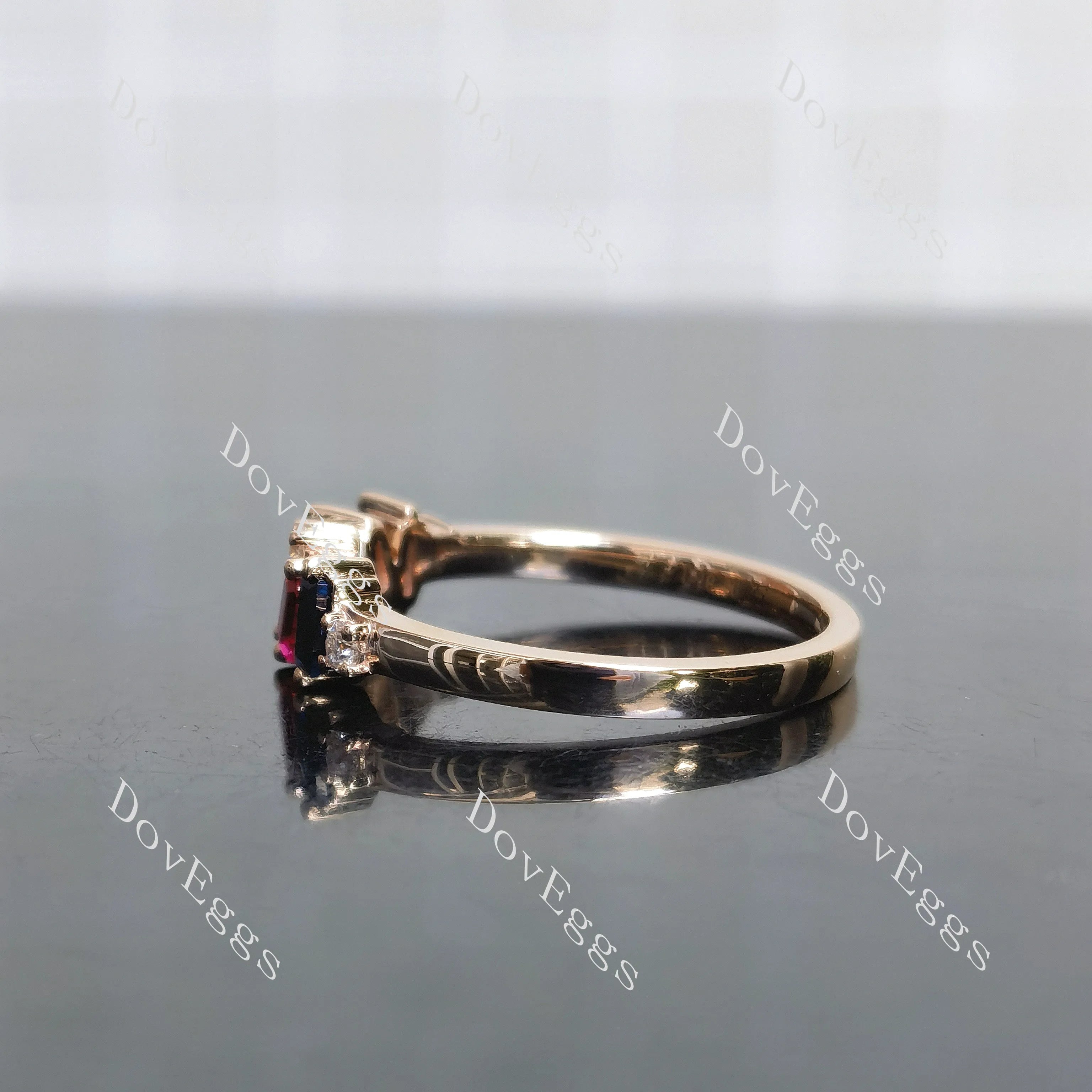 Baguette round pave colored gem/lab grown diamond self-love band-2.1mm band width| DovEggs