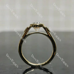 Oval bezel three stones moissanite engagement ring| DovEggs
